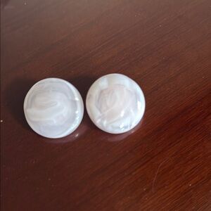 Elegant White Marble Stud Earrings